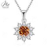 Moissanite Necklace Sunflower Pendant Multicolor Round Cut 1ct Women Wedding Party Engagement Special Gifts Charms Fine Jewelry