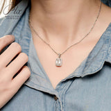 Emerald Cut 1/2CT 925 Sterling Silver Halo Moissanite Pendant Necklace Women Only Gifts For Festivals And Anniversaries