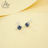 Round Colored Gemstones Earrings with Ruby Sapphire Colombia Padparadscha Paraiba S925 Four-claw Six-claw Design Fishion Gift