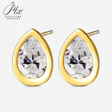 Moissanite Earrings Pear-cut Women's Style D/ VVS1 Grade Bezel-set Diamond Jewelry Suitable for Parties and Engagement Gifts