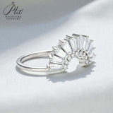 Sector Finger Ring with D Color Tifang-shaped Moissanite 10k 14k 18K Gold Plated 925 Silver for Daily Party Fine Jewely Gift