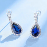 Lab Grown Gemstone Earrings 3.4-5.9CT Pear Ruby Sapphire Colombia Side Moisanite S925 Ear Studs Women Christmas Party Gift