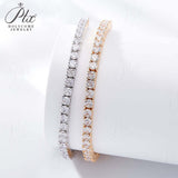 Four-Claw Tennis Bracelet With 5mm Round Moissanite Diamonds 925 Silver Plated With White Gold Daily Jewelry For Women Christmas & Anniversary Gift Allergy