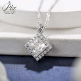 Princess Cut 1/2CT 925 Sterling Silver Halo Moissanite Pendant Necklace Women Only Gifts For Festivals And Anniversaries