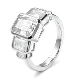 Moissanite Ring with Emerald Cut Crafted in 10K/14K/18K Gold Geometric Layered Band Vintage Wedding Ring Anniversary Gift for