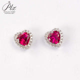 Lab Grown Gemstone Earrings Round/Heart/Heart/Pear Cuts Ruby/Sapphire 925 Silver Hypoallergenic Factory Direct Sales