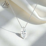 Necklace with 1/2/3CT D Color Marquise Cut Moissanite S925 Plated White Yellow Rose Gold Chain Engagement Daily Gift