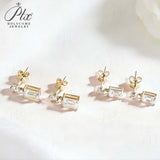 Moissanite Round Cut+Emerald Cut D White Earrings White Gold Yellow Gold Designer Studs Fine Jewelry Anniversary Wedding Gift