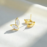 Double Clover Earrings with4CT D Color Marquise Cut Moissanite 925 Silver Plated White Yellow Gold Ear Stud Fashion Daily Jewely