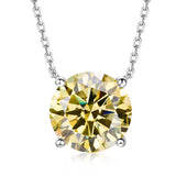 Necklace Moissanite 4-Prongs Pendant Multicolor Round 6.5mm Multicolor Gemstone Jewelry Women Birthday Engagement Gift Charms