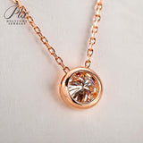 Round Moissanite Bezel Setting White/Rose Gold Necklace Women Only Gifts For Festivals And Anniversaries