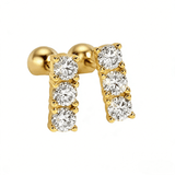 Moissanite 3-Stone Straight Row Earrings Round D With GRA 925 Sterling Silver Chic Fine Jewelry Gift for Mother's Day