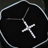Moissanite Cross Necklace in 925 Silver - Hypoallergenic Perfect Christmas Gift for Loved Ones