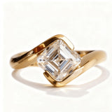 Asscher Cut Moissanite Ring 1-3ct White Gold Yellow Gold Art Deco Style Engagement Ring Wedding Gift for Women