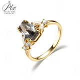 Engagement Ring Salt and Pepper Moissanite Diamond Pear Cut 925 Sterling Silver Plated with 18k Gold Wedding Jewelry Vintage