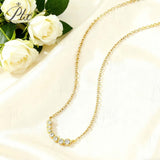 Seven-Round Bezel-Set Necklace with D Color Round Moissanite S925 Plated White Yellow Rose Gold Chain Engagement Chrisrmas Daily