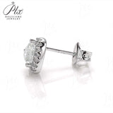 Heart Cut Moissanite Halo Stud Earrings Women Only Gifts For Festivals And Anniversaries