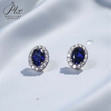 Lab Grown Gemstone Earring 1.7-2CT Oval Ruby Sapphire Colombia With Moissanite S925 Hypoallergenic Earring for Women Girls Gift