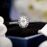 Oval Cut 1CT 925 Sterling Silver Halo Half Eternity Moissanite Ring Women Only Gifts For Festivals And Anniversaries
