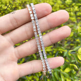 Four-Claw Tennis Bracelet With 5mm Round Moissanite Diamonds 925 Silver Plated With White Gold Daily Jewelry For Women Christmas & Anniversary Gift Allergy