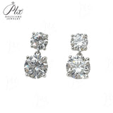 Earrings with 5.6/10CT D Color Round Moissanite 925 Silver Plated White Yellow Gold Ear Stud for Women Fashion Daily Jewely Gift