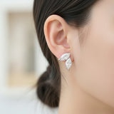 Double Clover Earrings with4CT D Color Marquise Cut Moissanite 925 Silver Plated White Yellow Gold Ear Stud Fashion Daily Jewely