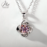 Moissanite Diamond 6.5mm 1CT Necklace For Womens Solitaire Pendant 925 Silver Chains D White  Jewelry Customized Gift