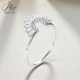 Sector Finger Ring with D Color Tifang-shaped Moissanite 10k 14k 18K Gold Plated 925 Silver for Daily Party Fine Jewely Gift