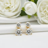 Earrings with 5.6/10CT D Color Round Moissanite 925 Silver Plated White Yellow Gold Ear Stud for Women Fashion Daily Jewely Gift