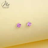 Round Colored Gemstones Earrings with Ruby Sapphire Colombia Padparadscha Paraiba S925 Four-claw Six-claw Design Fishion Gift