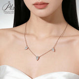 Tri-Pear Necklace with 3CT D Color Pear-shaped Moissanite S925 Plated White Yellow Rose Gold Chain Engagement Chrisrmas Daily