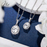 Oval Cut 1/2CT 925 Sterling Silver Halo Moissanite Pendant Necklace Women Only Gifts For Festivals And Anniversaries