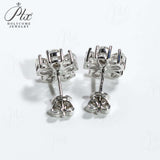 Flower-Shaped Earring Jewelry with Moissanite/Sapphire/Ruby 925 Sterling Silver Plated Screwback Earrings for Women