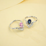 Crown Ring 5X8mm Pear Lab Grown Ruby Sapphire Zambian Padparadscha 925 Silver Ring for Women Man Engagement Christmas Party Gift