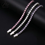 3/4mm Round Moissanite Tennis Bracelet D-Color/Light Pink/Light Purple S925 Silver Exquisite Jewelry Anniversary Gift