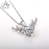 Elk Deer Shape S925 Sterling Silver 1CT Round  Moissanite Pendant Necklace