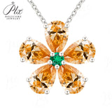 925 Sterling Silver 3EX Cut Pear Moissanite D Color Champagne VVS1 Five-petal Collarbone Necklace– Perfect for Daily Wear