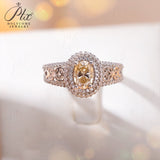 Oval Shape Moissanite Double-Band Ring Women Only Gifts For Festivals And Anniversaries