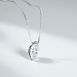 Necklace with 1/2/3CT D Color Marquise Cut Moissanite S925 Plated White Yellow Rose Gold Chain Engagement Daily Gift