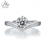 Crown Moissanite Adjustable Wishbone Half-Eternity Ring Women Only Gifts For Festivals And Anniversaries