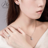 Pear Shape Halo Moissanite Pendant Necklace Women Only Gifts For Festivals And Anniversaries