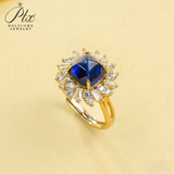 Finger Ring with 4CT Sugar Tower Lab Grown Sapphire Padparadscha 925 Silver for Women Man Engagement Banquet Accasion Christmas