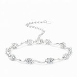 Moissanite Curve Wave Bracelet Adjustable Chain Chic Women’s Jewelry Subtle Sparkle Minimal Design Everyday Wear