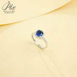 Gemstones Ring Round Shape Lab Grown Sapphire Padparadscha 925 Silver Proposal Wedding Band Hypoallergenic Anniversary Gift