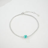 Lab-Grown Gemstone Bracelet Round Ruby Colombian Paraiba Four-Prong 925 Sterling Silver CZ Accents Christmas Gift NoFade Quality