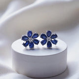 Customize Earring 4.3-6.3CT Ruby/Sapphire/Colombia/Padparadscha S925 Six Petals Pear Earrings for Women Girls Romantic Gift