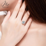 3CT Oval Shape Fancy Vivid Blue Moissanite Half Eternity Halo Adjustable Ring