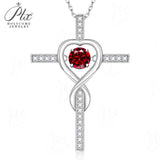 Moissanite Necklace 1CT 6.5mm Heart-Cross Pendant 925 Sterling Silver Women Wedding/Anniversary Special Gift Fine Jewelry Charms