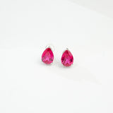 Lab Grown Gemstone Earrings 3.7-5CT Ruby Sapphire Colombia Padparadscha 925 Silver Three Claw Design Pear Earring Hypoallergenic