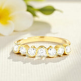 Diamond Eternity Ring with 0.7CT D Color Round Moissanite 10k 14k 18K Gold Plated 925 Silver for Women Wedding Engagement Jewely